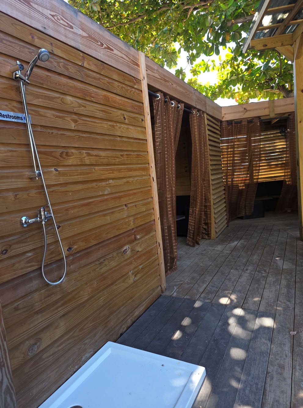 Outdoor shower and cabana curtains