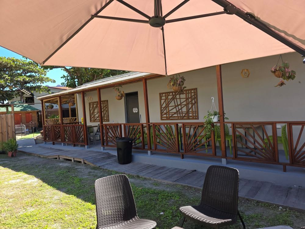 Patio with umbrella seating